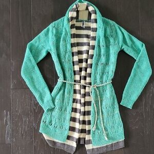 BKE Green Cardigan Sweater Soft Knit